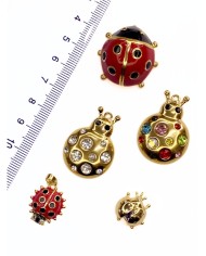 Pirinç Zirkon Taşlı Uğurböceği Kolye Bileklik Ucu Charm 1 Adet