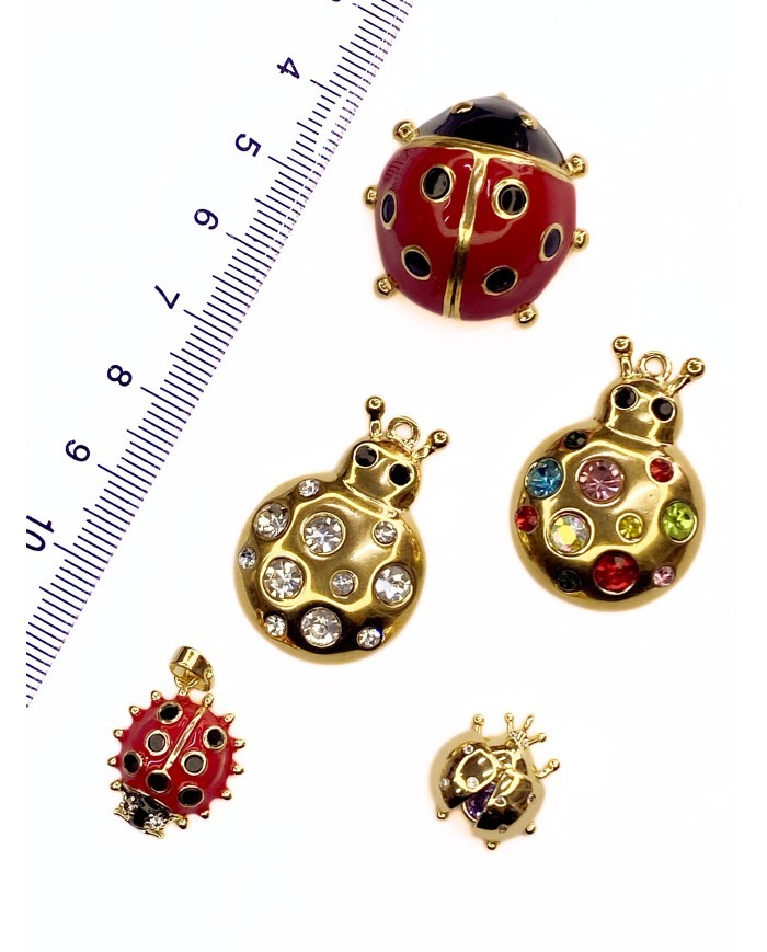 Pirinç Zirkon Mineli Uğurböceği Kolye Bileklik Ucu Charm 1 Adet