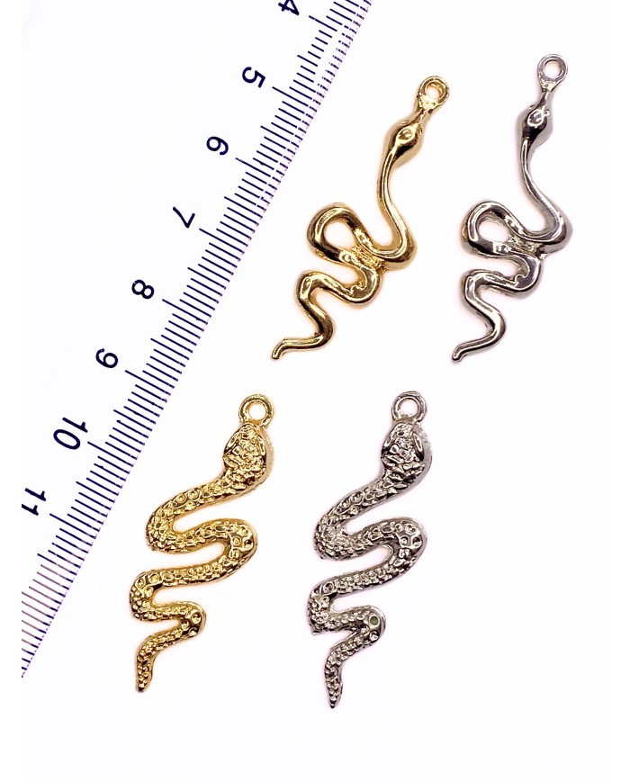 Pirinç Zirkon Mineli Yılan Kolye Bileklik Ucu Charm Gümüş 1 Adet