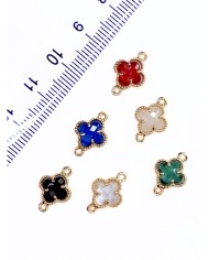 Pirinç Zirkon Taşlı Yonca Kolye Bileklik Ucu Charm Pembe 1 Adet