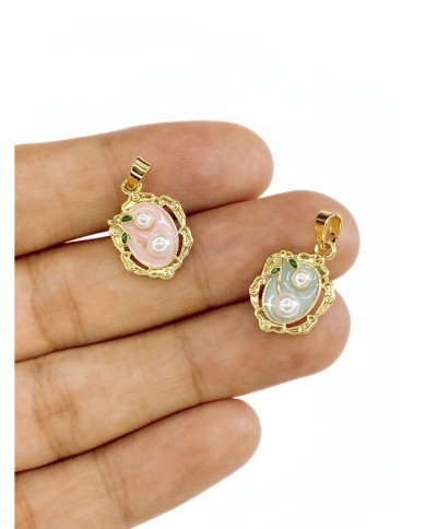 Pirinç Zirkon Mineli İncili Kiraz Kolye Bileklik Ucu Charm Pembe 1 Adet