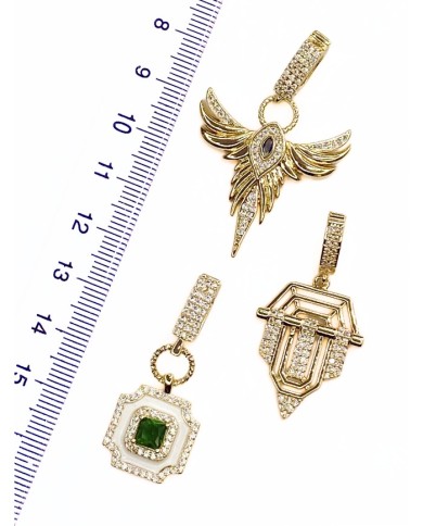 Pirinç Zirkon Taşlı Kare Kolye Bileklik Ucu Charm 1 Adet