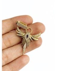 Pirinç Zirkon Taşlı Kanat Figürlü Kolye Bileklik Ucu Charm 1 Adet