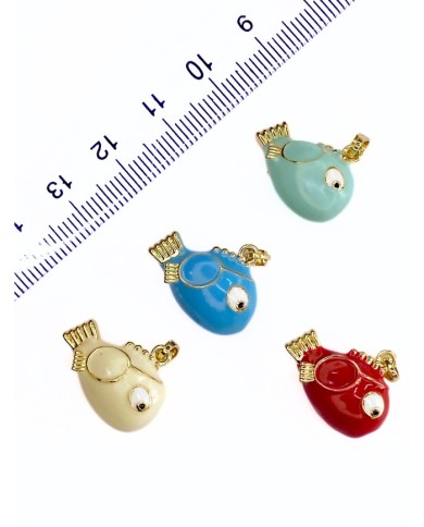 Pirinç Zirkon Mineli Balık Kolye Bileklik Ucu Charm Sarı 1 Adet