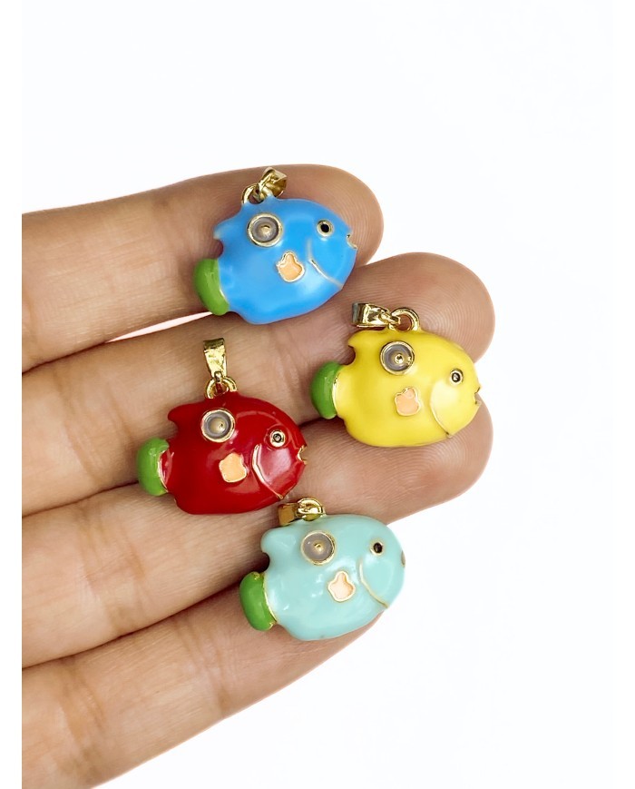 Pirinç Zirkon Mineli Balık Kolye Bileklik Ucu Charm Yeşil 1 Adet