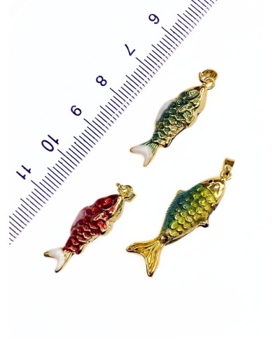 Pirinç Zirkon Mineli Balık Kolye Bileklik Ucu Charm Kırmızı 1 Adet