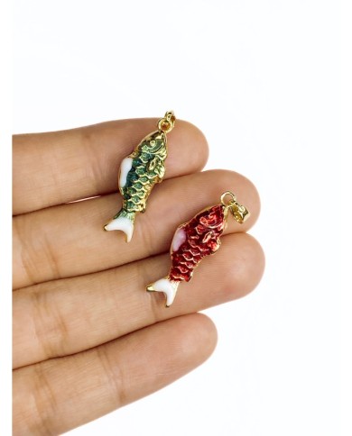 Pirinç Zirkon Mineli Balık Kolye Bileklik Ucu Charm Yeşil 1 Adet