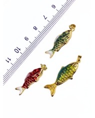 Pirinç Zirkon Mineli Balık Kolye Bileklik Ucu Charm Yeşil 1 Adet