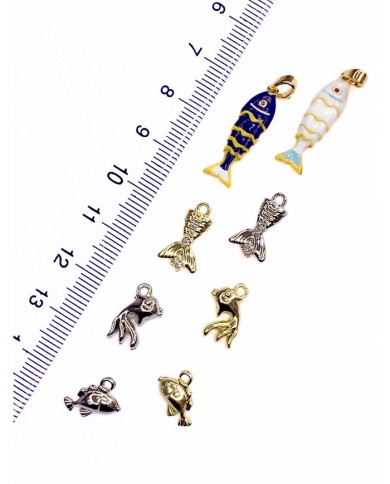 Pirinç Zirkon Mineli Balık Kolye Bileklik Ucu Charm Gümüş 1 Adet