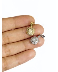 Pirinç Zirkon Taşlı Kaplumbağa Bileklik Ucu Charm Gümüş 1 Adet