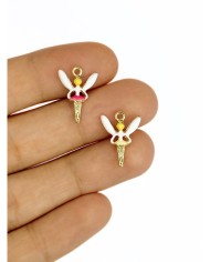 Pirinç Zirkon Mineli Balerin Kolye Bileklik Ucu Charm Sarı 1 Adet