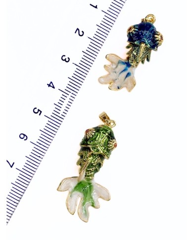 Pirinç Zirkon Mineli Balık Kolye Bileklik Ucu Charm Mavi 1 Adet