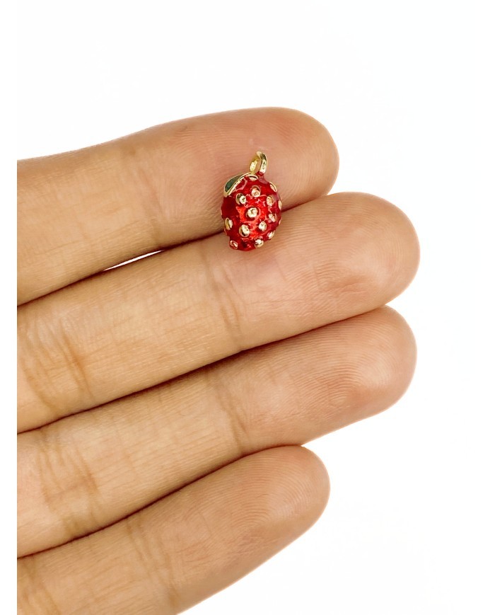 Pirinç Zirkon Mineli Çilek Kolye Bileklik Ucu Charm 1 Adet