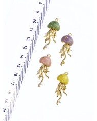 Pirinç Zirkon Mineli Deniz Anası Kolye Bileklik Ucu Charm Pembe 1 Adet