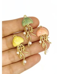 Pirinç Zirkon Mineli Pirinç Zirkon Mineli Deniz Anası Kolye Bileklik Ucu Charm Yeşil 1 Adet