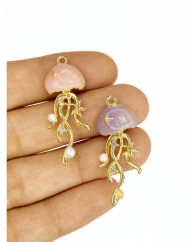 Pirinç Zirkon Mineli Deniz Anası Kolye Bileklik Ucu Charm Mor 1 Adet