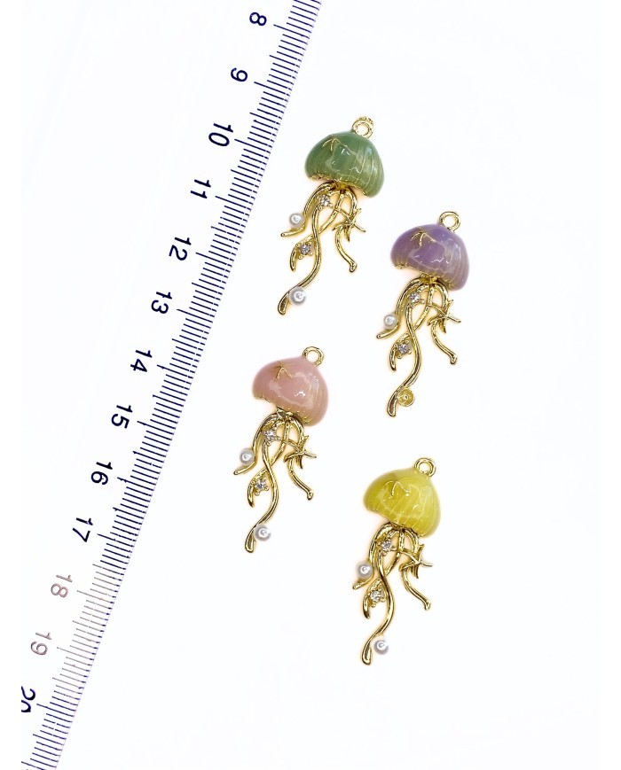 Pirinç Zirkon Mineli Deniz Anası Kolye Bileklik Ucu Charm Sarı 1 Adet