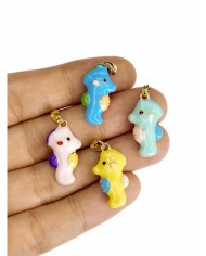 Pirinç Zirkon Mineli Deniz Atı Seramik Porselen Kolye Bileklik Ucu Charm Pembe 1 Adet