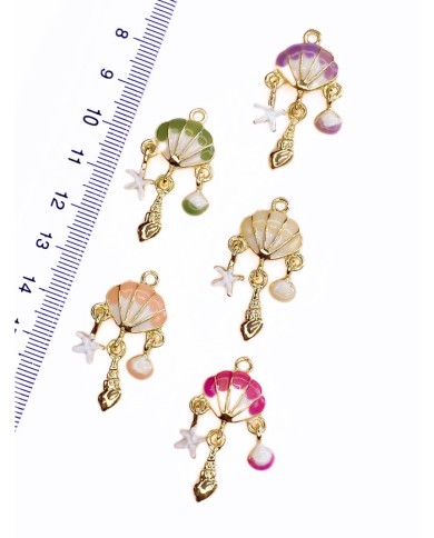 Pirinç Zirkon Mineli Sallantılı Deniz Kabuğu Kolye Bileklik Ucu Charm Yeşil 1 Adet