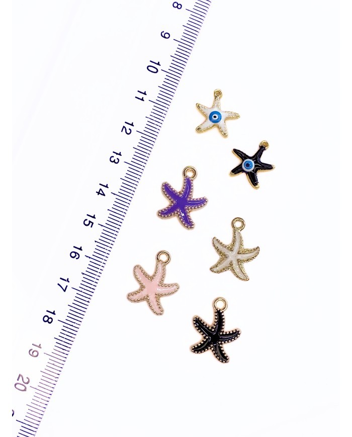 Pirinç Zirkon Mineli Deniz Yıldızı Kolye Bileklik Ucu Charm Siyah 1 Adet