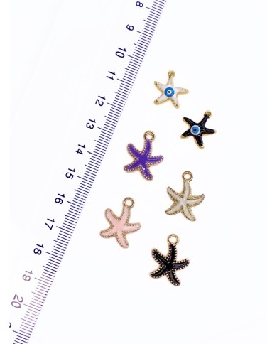 Pirinç Zirkon Mineli Deniz Yıldızı Kolye Bileklik Ucu Charm Mor 1 Adet