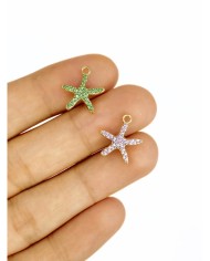 Pirinç Zirkon Mineli Deniz Yıldızı Kolye Bileklik Ucu Charm Mor 1 Adet