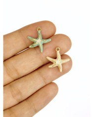Pirinç Zirkon Mineli Deniz Yıldızı Kolye Bileklik Ucu Charm Krem 1 Adet