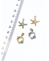 Pirinç Zirkon Mineli Deniz Yıldızı Kolye Bileklik Ucu Charm Krem 1 Adet