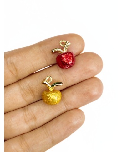 Pirinç Zirkon Mineli Elma Kolye Bileklik Ucu Charm Kırmızı 1 Adet