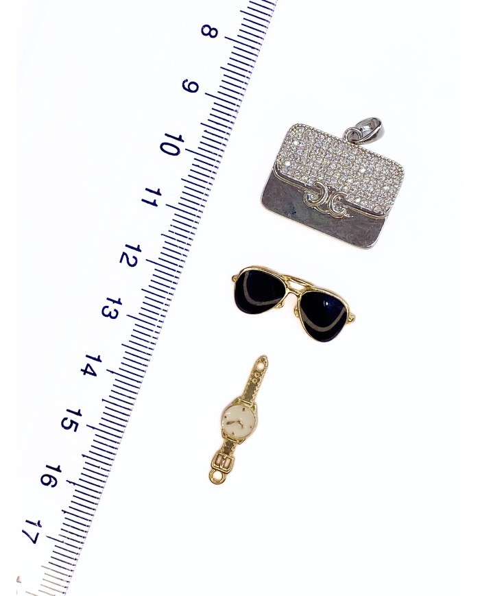 Pirinç Zirkon Mineli Gözlük Kolye Bileklik Ucu Charm 1 Adet