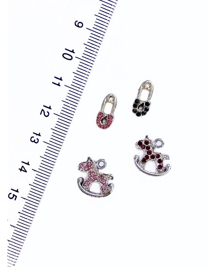 Pirinç Zirkon Taşlı Oyuncak At Kolye Bileklik Ucu Charm Kırmızı 1 Adet