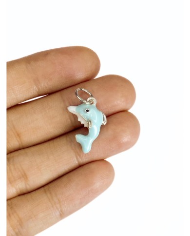 Pirinç Zirkon Mineli Yunus Balığı Kolye Bileklik Ucu Charm Mavi 1 Adet