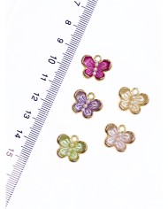 Pirinç Zirkon Mineli İncili Kelebek Kolye Bileklik Ucu Charm Açık Pembe 1 Adet