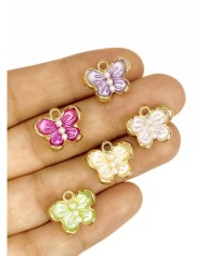 Pirinç Zirkon Mineli İncili Kelebek Kolye Bileklik Ucu Charm Sarı 1 Adet