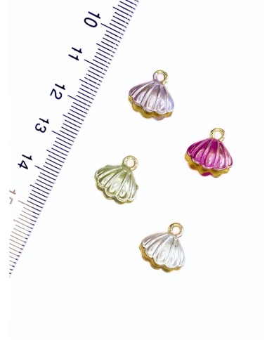 Pirinç Zirkon Mineli İstiridye Kolye Bileklik Ucu Charm Mor 1 Adet