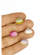 Pirinç Zirkon Mineli İstiridye Kolye Bileklik Ucu Charm Yeşil 1 Adet