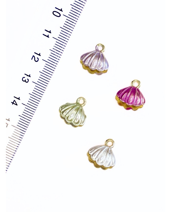 Pirinç Zirkon Mineli İstiridye Kolye Bileklik Ucu Charm Yeşil 1 Adet