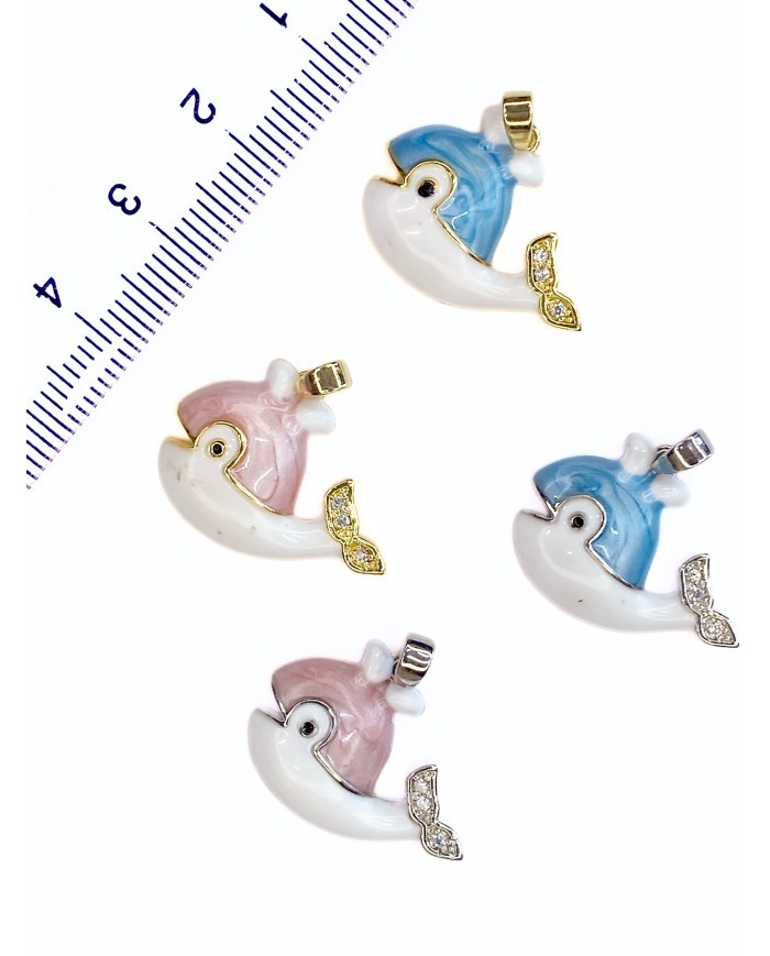 Pirinç Zirkon Taşlı Gül Kolye Bileklik Ucu Charm Gümüş Pembe 1 Adet