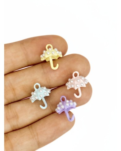 Pirinç Zirkon Mineli İncili Şemsiye Kolye Bileklik Ucu Charm Mor 1 Adet