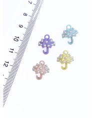 Pirinç Zirkon Mineli İncili Şemsiye Kolye Bileklik Ucu Charm Mor 1 Adet