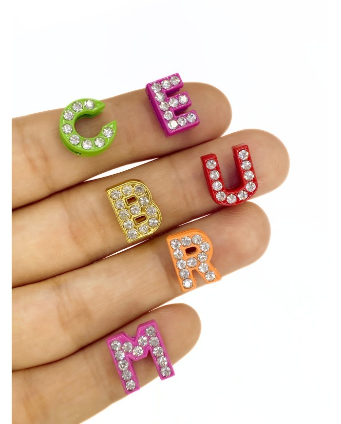 Zamak Boyalı Mine Harf Kolye Bileklik Ucu Charm Renkli 10x12mm 1 Adet