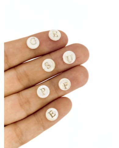 Sedef Altın Varaklı Yuvarlak Harf Kolye Bileklik Ucu Charm 8x8mm 1 Adet