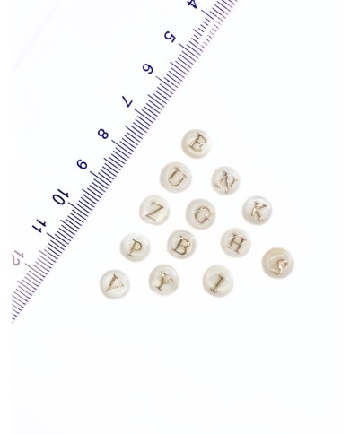 Sedef Altın Varaklı Yuvarlak Harf Kolye Bileklik Ucu Charm 8x8mm 1 Adet