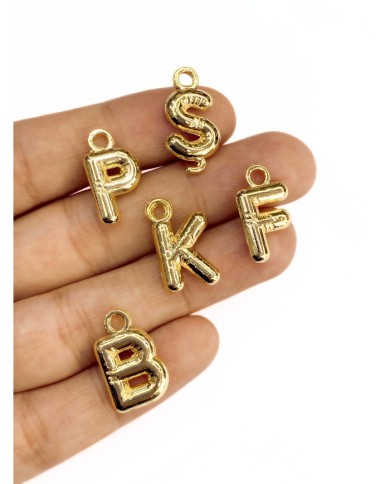 Zamak Lak Kaplama Kulplu Balon Harf Kolye Bileklik Ucu Charm Altın 15x17mm 1 Adet