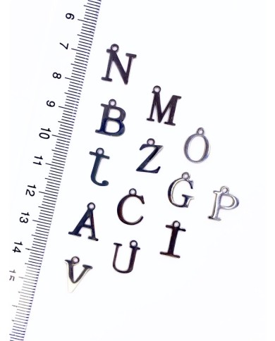 Çelik Rodyum Kaplama Kulplu Harf Kolye Bileklik Ucu Charm Nikel 12x13mm 1 Adet