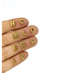 Çelik Kulplu Balon Harf Kolye Bileklik Ucu Charm Altın 8x9mm 1 Adet