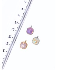 Pirinç Zirkon Taşlı Kare Kolye Bileklik Ucu Charm Pembe 1 Adet