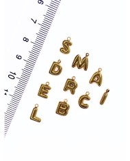 Çelik Kulplu Balon Harf Kolye Bileklik Ucu Charm Altın 8x9mm 1 Adet
