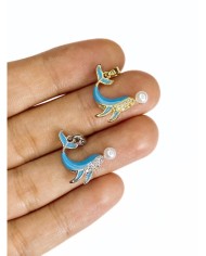 Pirinç Zirkon Taşlı İncili Yunus Balığı Kolye Bileklik Ucu Charm Altın 1 Adet