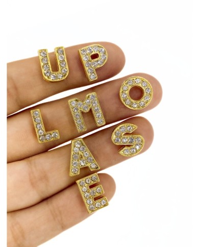 Lak Kaplama Geçme Zirkon Taşlı Harf Kolye Bileklik Ucu Charm Altın 15x15mm 1 Adet